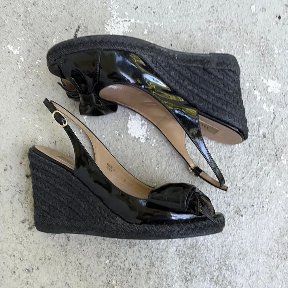 Valentino Bow Patented leather wedges